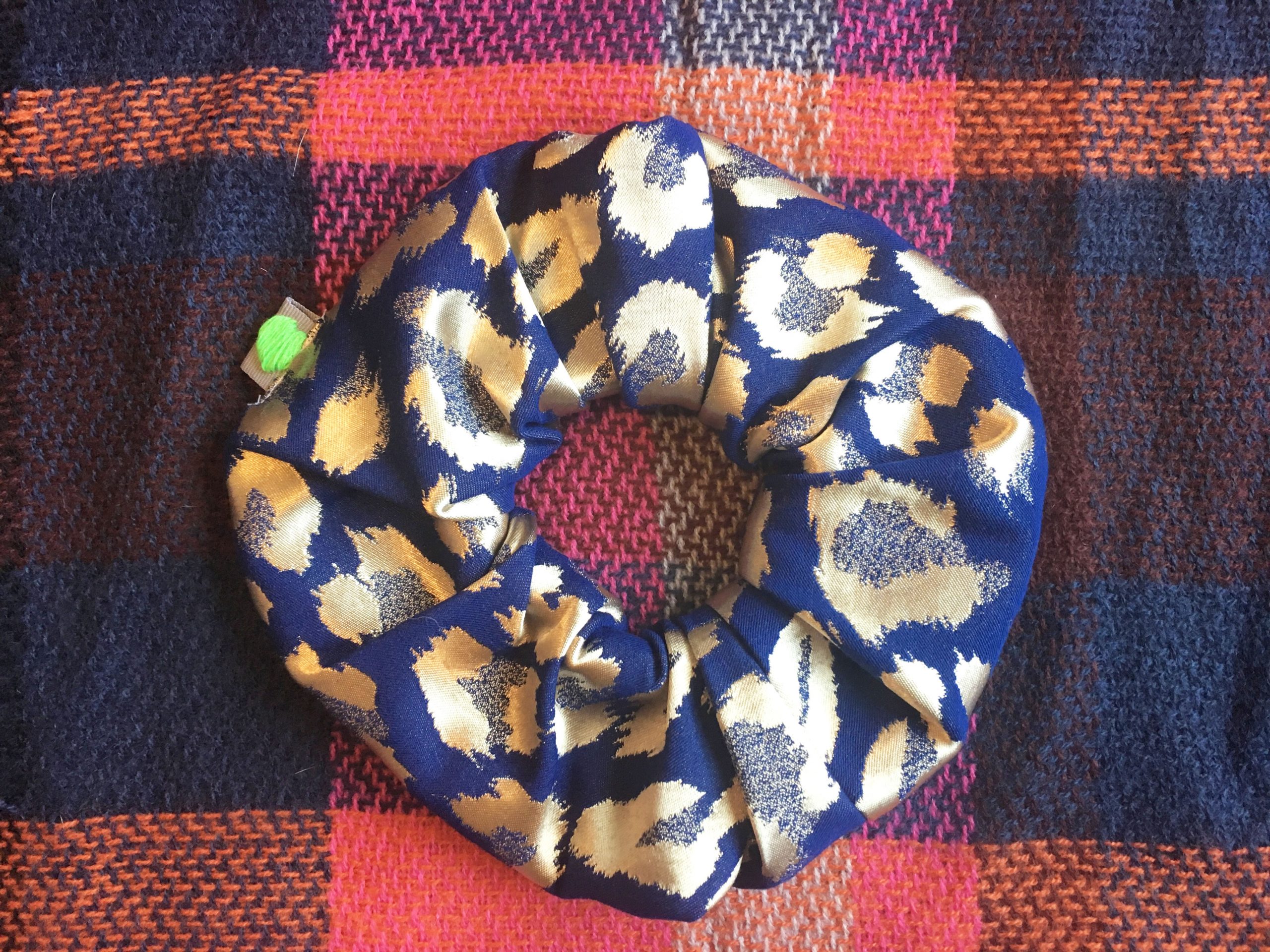 navy leopard scrunchie